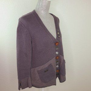 Pure Handknit Boho Gray Cardigan Sweater